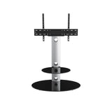 AVF Lugano 80cm Oval Pedestal TV Stand - Silver & Black Glass