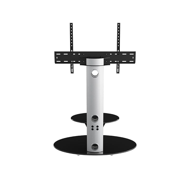 AVF Lugano 80cm Oval Pedestal TV Stand - Silver & Black Glass