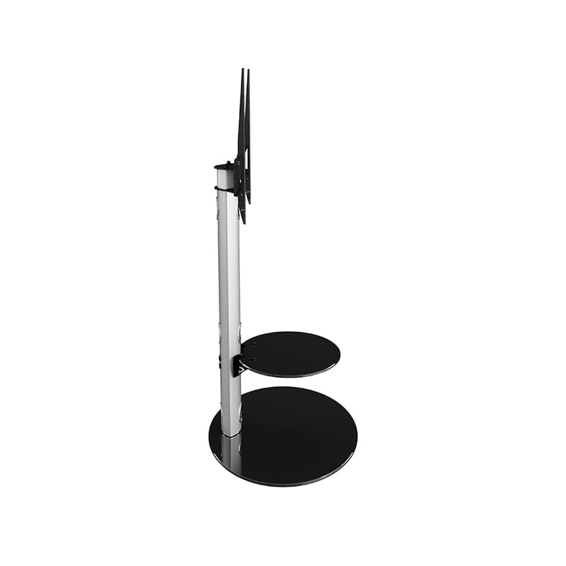 AVF Lugano 80cm Oval Pedestal TV Stand - Silver & Black Glass