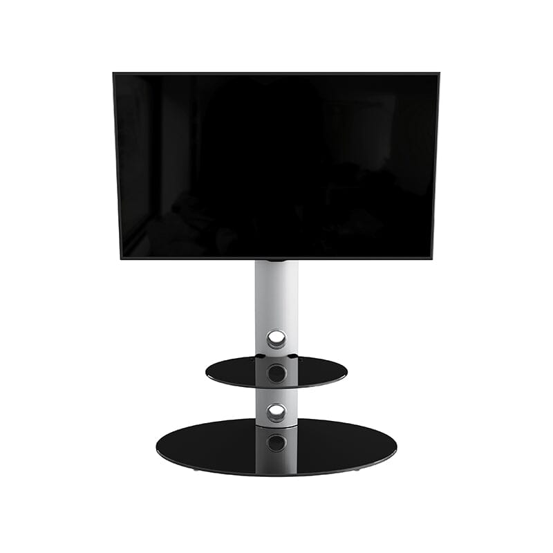 AVF Lugano 80cm Oval Pedestal TV Stand - Silver & Black Glass