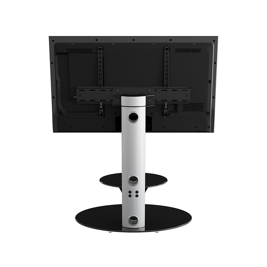 AVF Lugano 80cm Oval Pedestal TV Stand - Silver & Black Glass