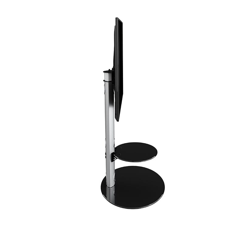 AVF Lugano 80cm Oval Pedestal TV Stand - Silver & Black Glass