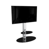 AVF Lugano 80cm Oval Pedestal TV Stand - Silver & Black Glass