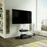 AVF Lugano 80cm Oval Pedestal TV Stand - Silver & Black Glass