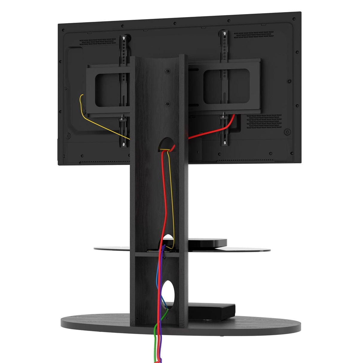 AVF Affinity Chepstow 93cm Oval Pedestal Black TV Stand, for TVs 32 - 65"