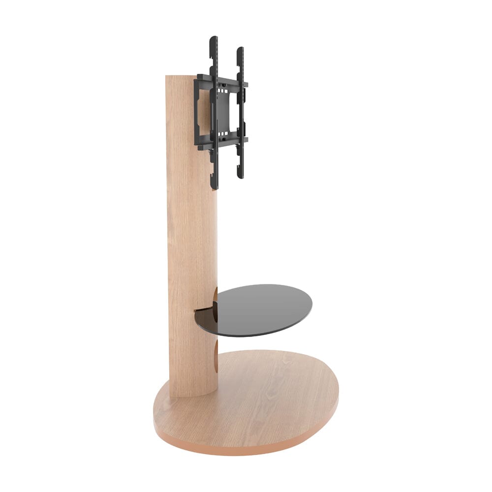 AVF Affinity Chepstow 93cm Oval Pedestal Whitewashed Oak TV Stand, for TVs 32 - 65"