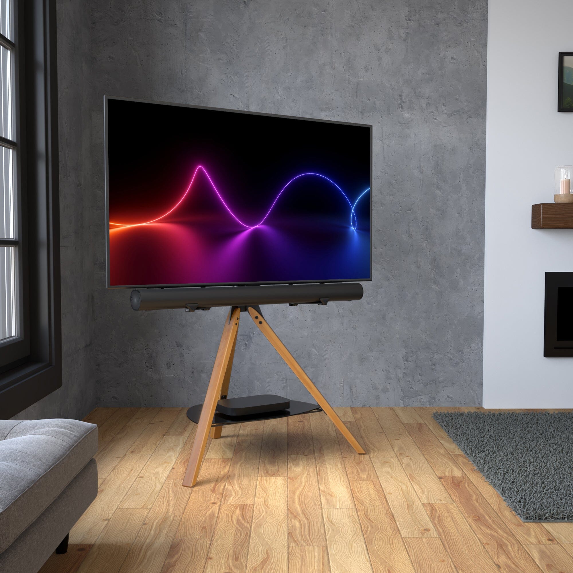 AVF Hoxton Sound Freestanding Tripod Light Wood TV Stand with