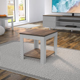 AVF Whitesands Side Table - Satin Grey & Wood