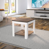 AVF Whitesands Side Table - Satin White & Wood