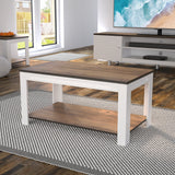 AVF Whitesands Coffee Table - Satin White & Wood