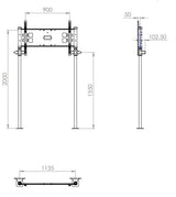 Unicol FWGSH Heavy Duty Goal Post Style Floor-to-Wall Kit Suits Screens up to 110"