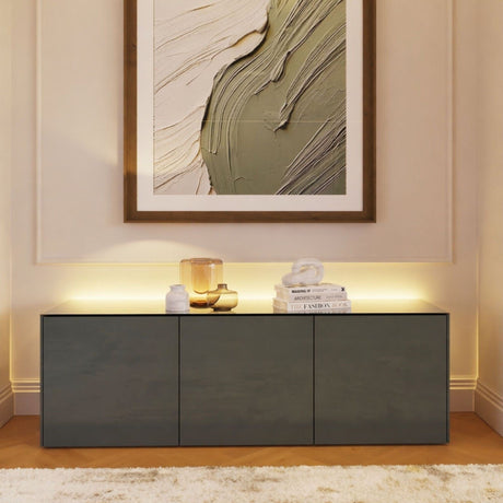Frank Olsen High Gloss Grey 1500mm TV Cabinet with LED Lighting