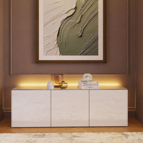 Frank Olsen High Gloss White 1500mm TV Cabinet with LED Lighting