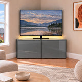 Frank Olsen High Gloss Grey 1200mm Corner TV Cabinet with LED Lighting