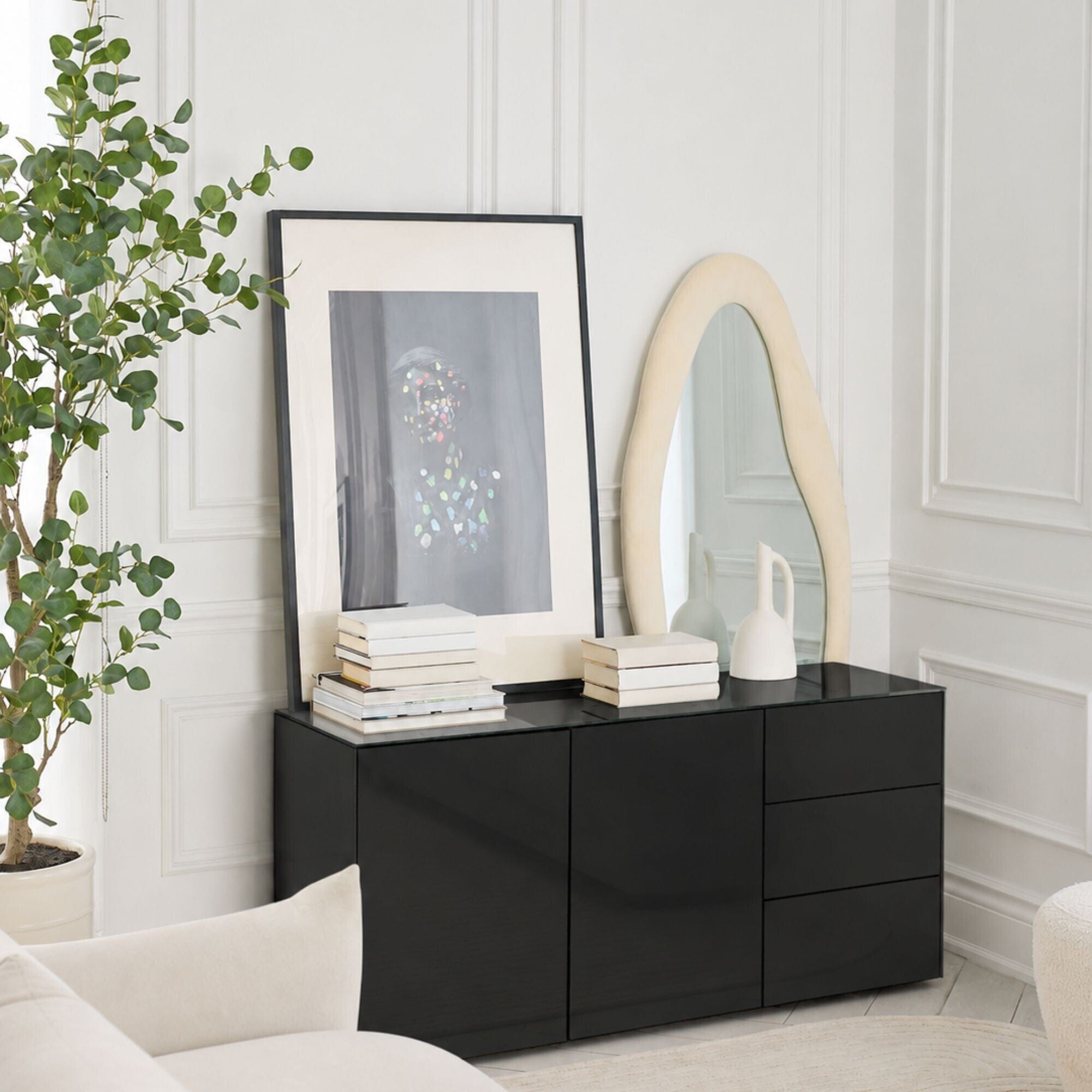 Frank Olsen Intel Range Gloss Black Sideboard With LED Lighting