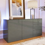 Frank Olsen Intel Range Gloss Grey Sideboard With LED Lighting