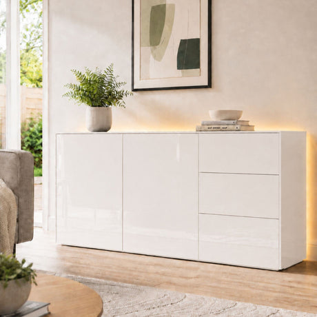 Frank Olsen Intel Range Gloss White Sideboard With LED Lighting