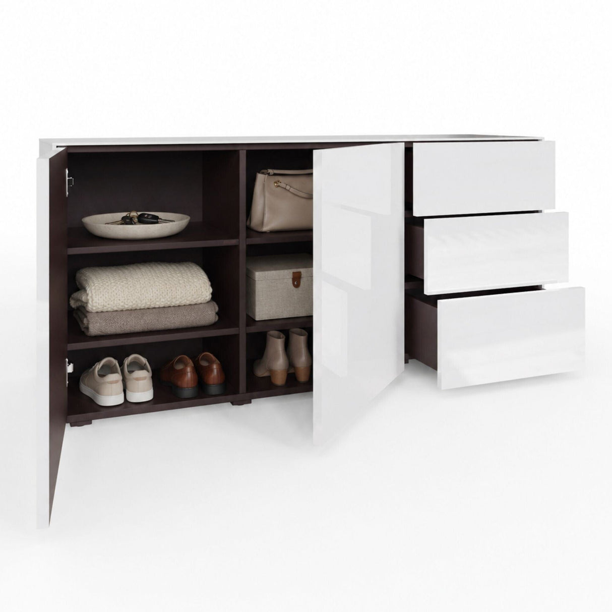 Frank Olsen Intel Range Gloss White Sideboard With LED Lighting