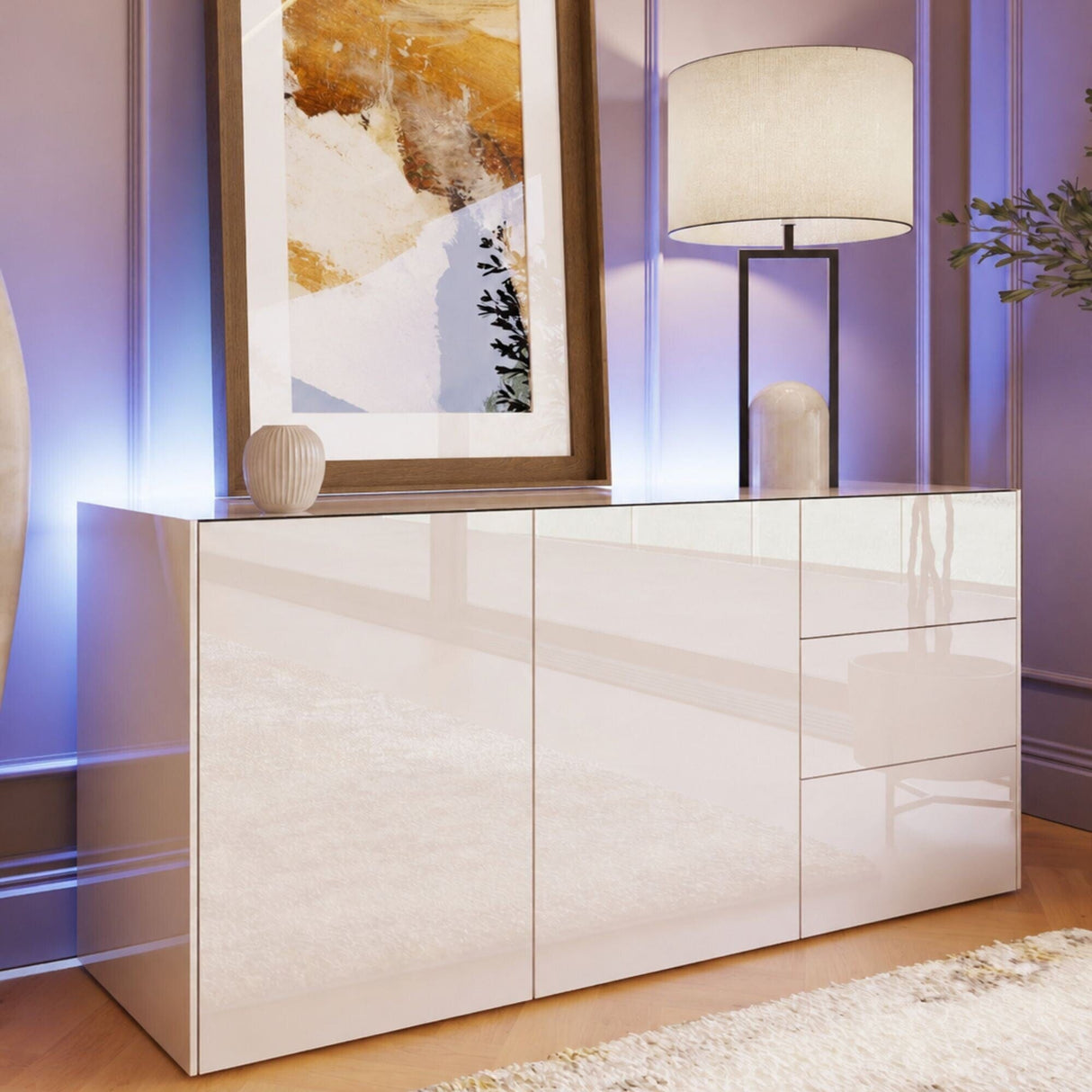 Frank Olsen Intel Range Gloss White Sideboard With LED Lighting
