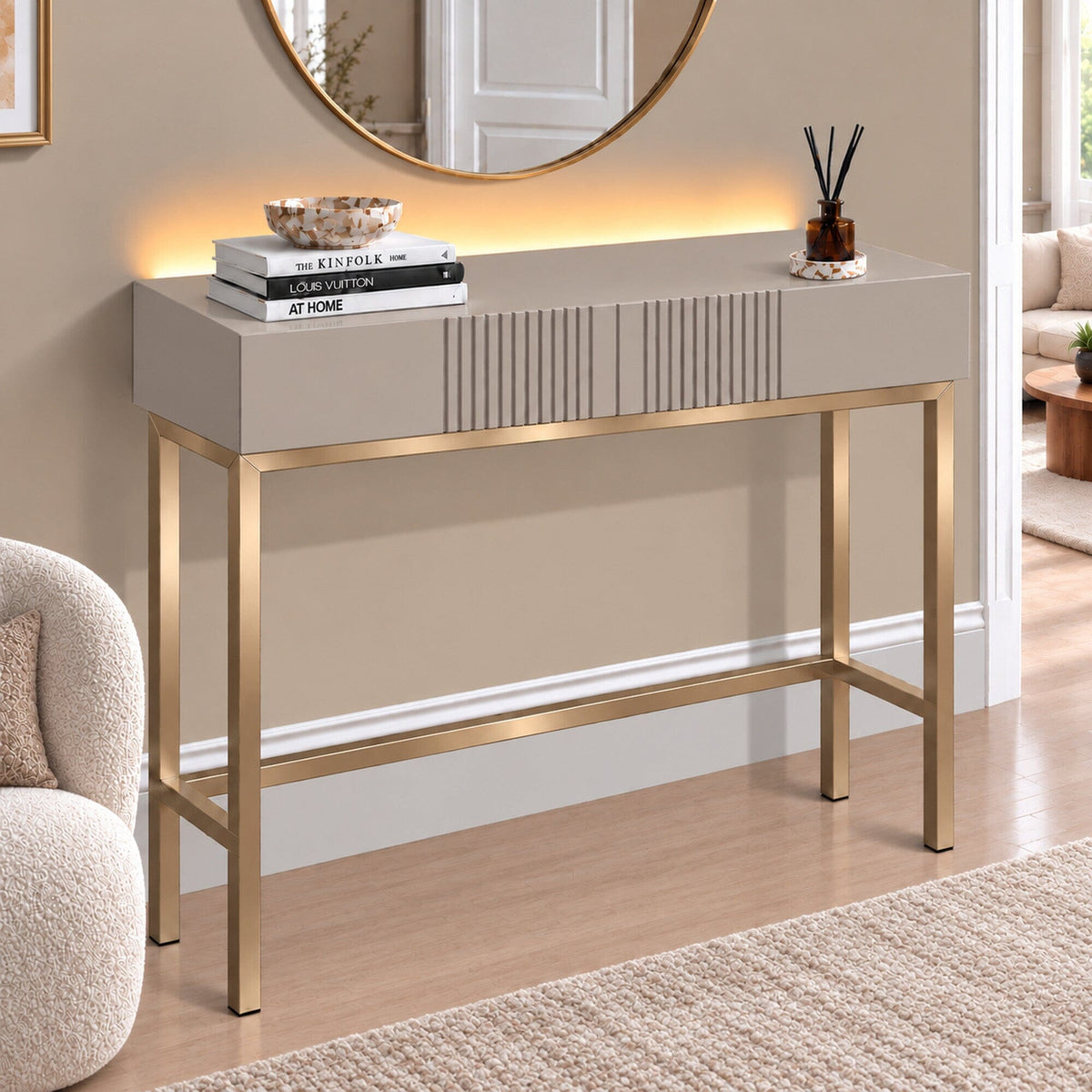 Frank Olsen Iona Grey Console Table with Mood Lighting