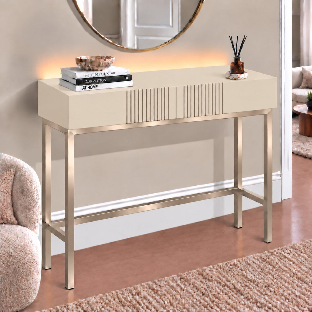 Frank Olsen Iona Natural Stone Console Table with Mood Lighting