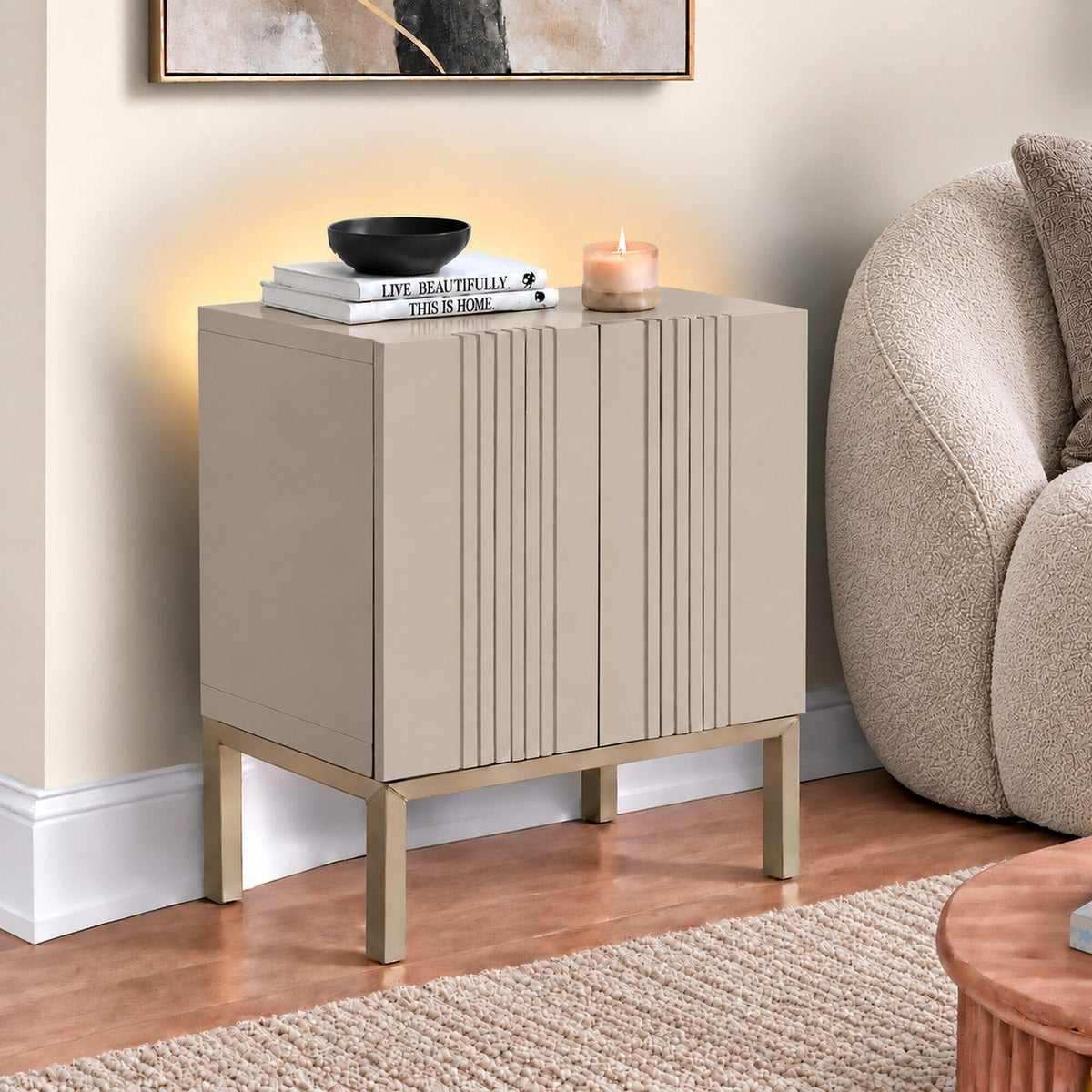 Frank Olsen Iona Grey Lamp Table with Mood Lighting