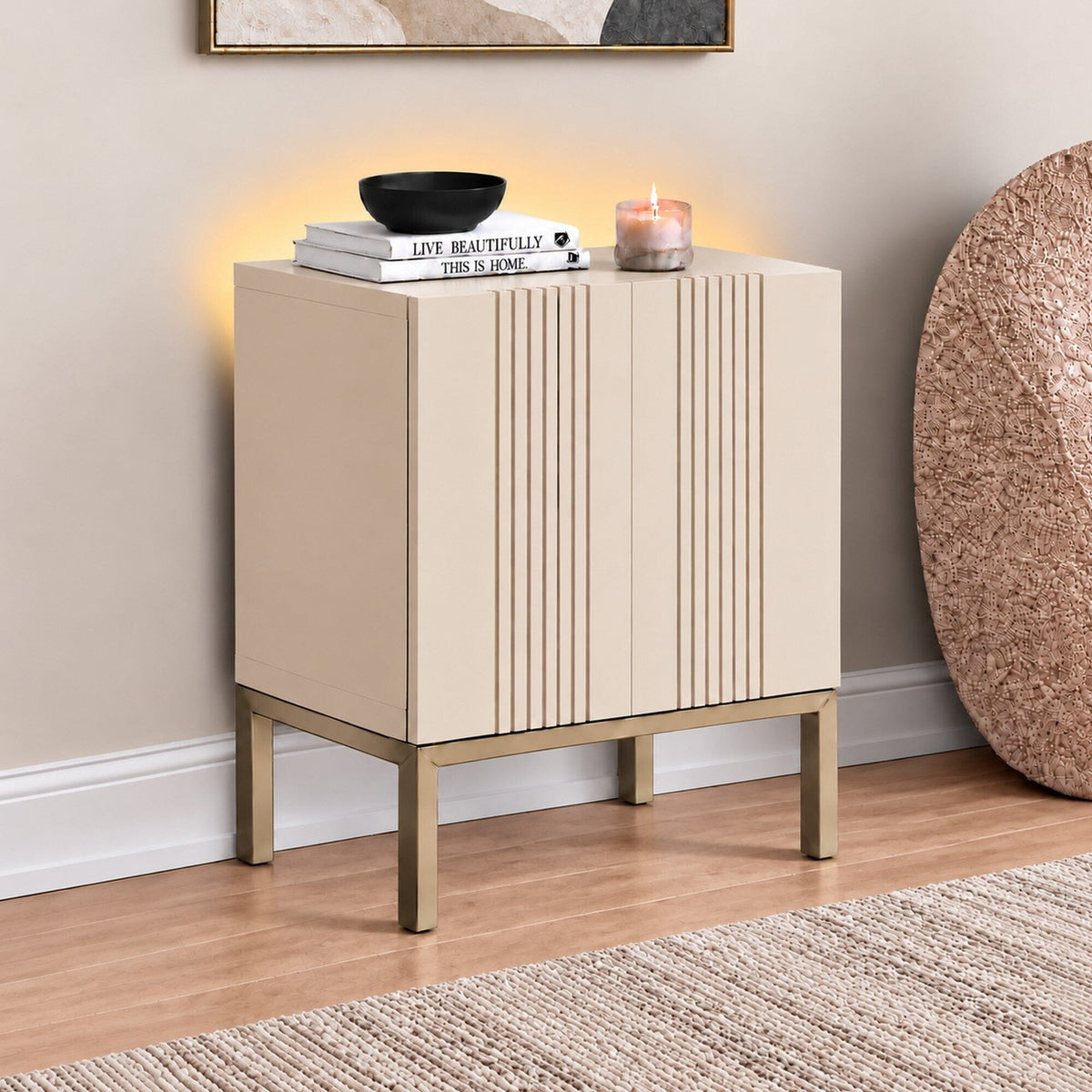 Frank Olsen Iona Natural Stone Lamp Table with Mood Lighting