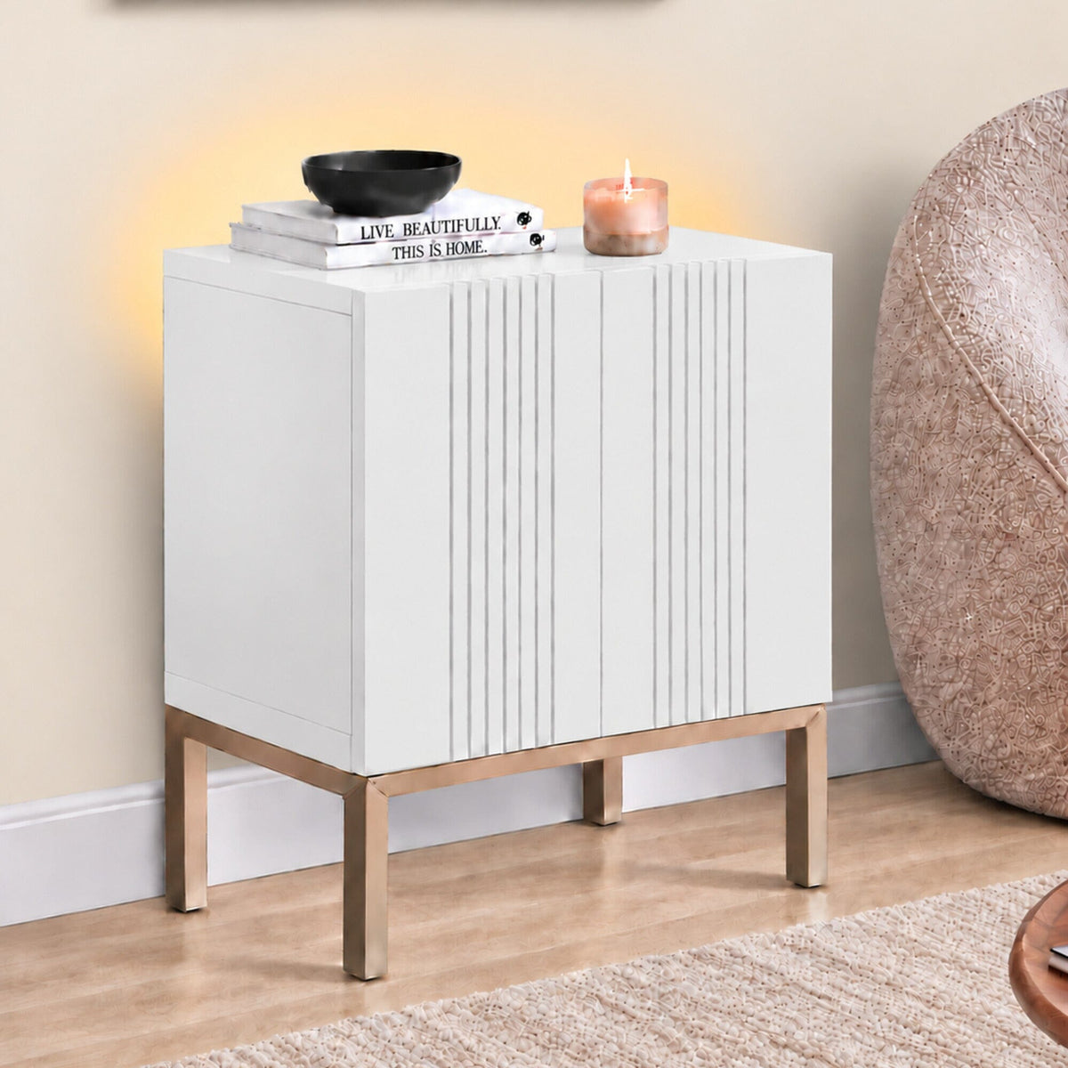 Frank Olsen Iona White Lamp Table with Mood Lighting