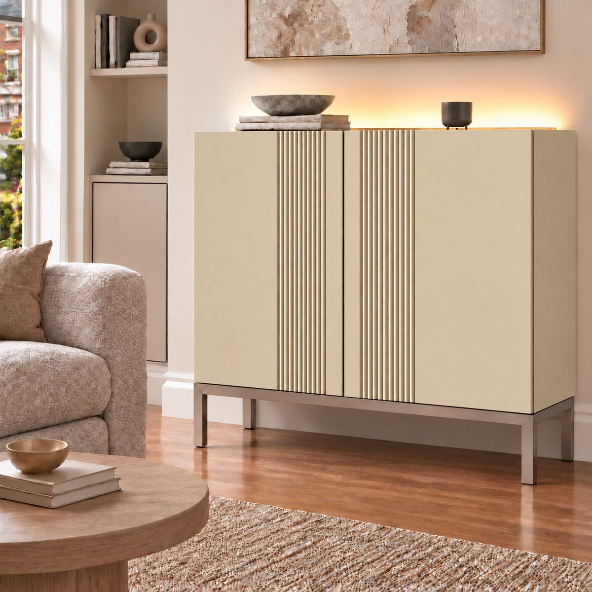 Frank Olsen Iona Natural Stone Tall Sideboard with Mood Lighting