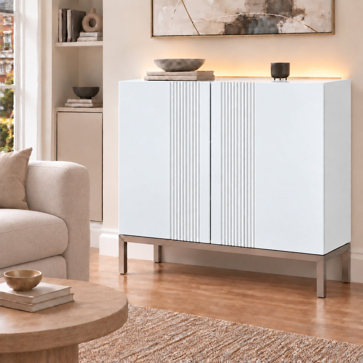 Frank Olsen Iona White Small Sideboard with Mood Lighting