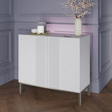 Frank Olsen Iona White Small Sideboard with Mood Lighting & Wireless Phone Charging
