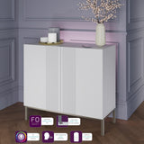 Frank Olsen Iona White Small Sideboard with Mood Lighting & Wireless Phone Charging