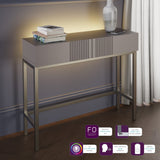 Frank Olsen Iona Grey Console Table with Mood Lighting & Wireless Phone Charging