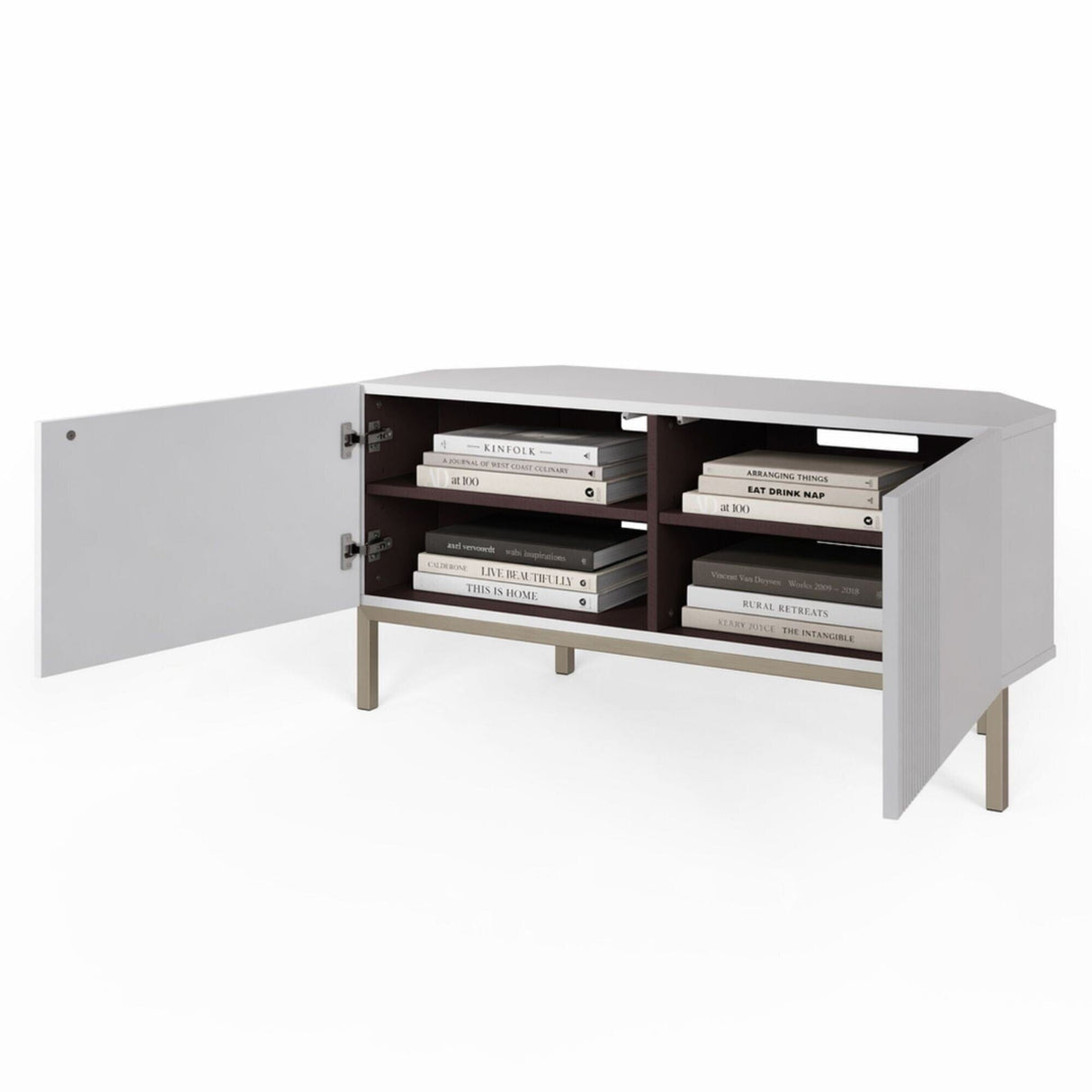Frank Olsen Iona White Corner TV Cabinet with Mood Lighting for TV's up to 50"