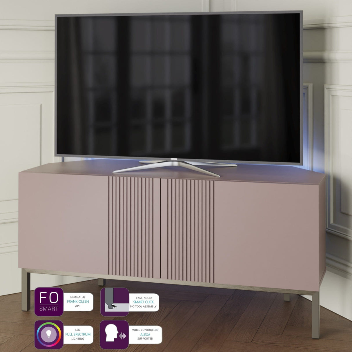 Frank Olsen Iona Mulberry Corner TV Cabinet with Mood Lighting for TV's up to 50"