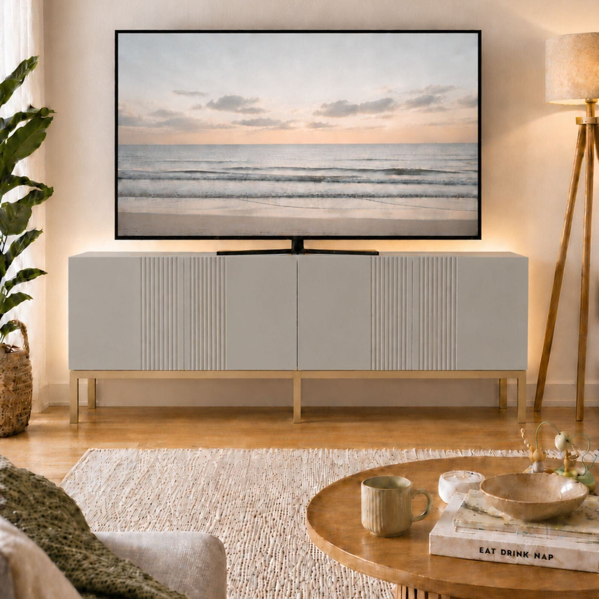 Frank Olsen Iona Grey TV Cabinet with Mood Lighting for TV's up to 70"