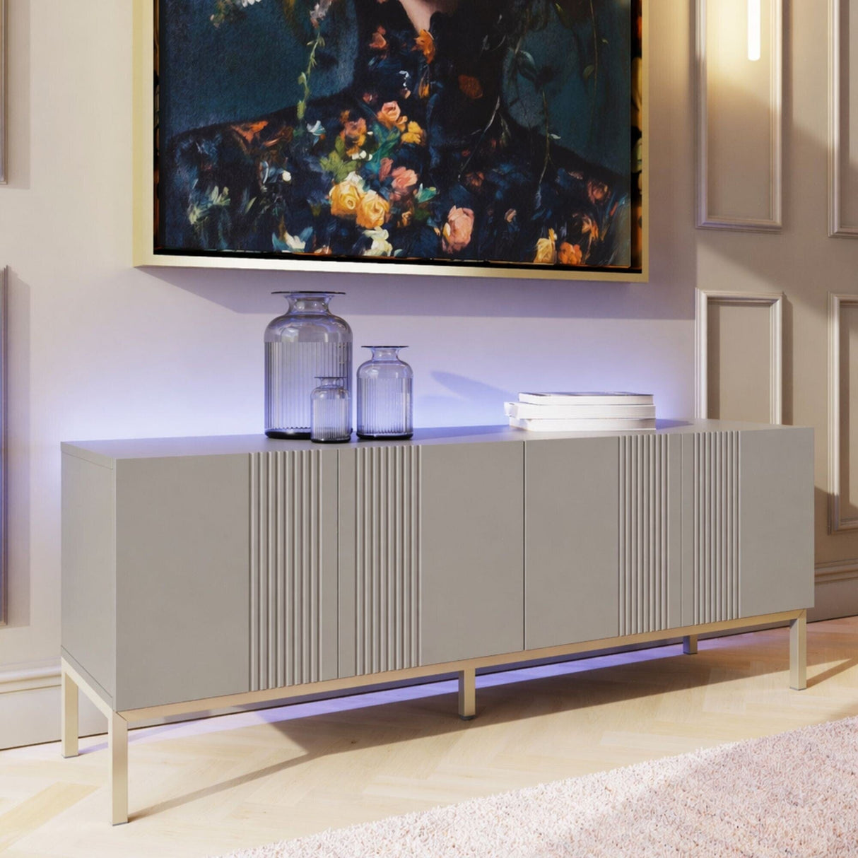 Frank Olsen Iona Grey TV Cabinet with Mood Lighting for TV's up to 70"