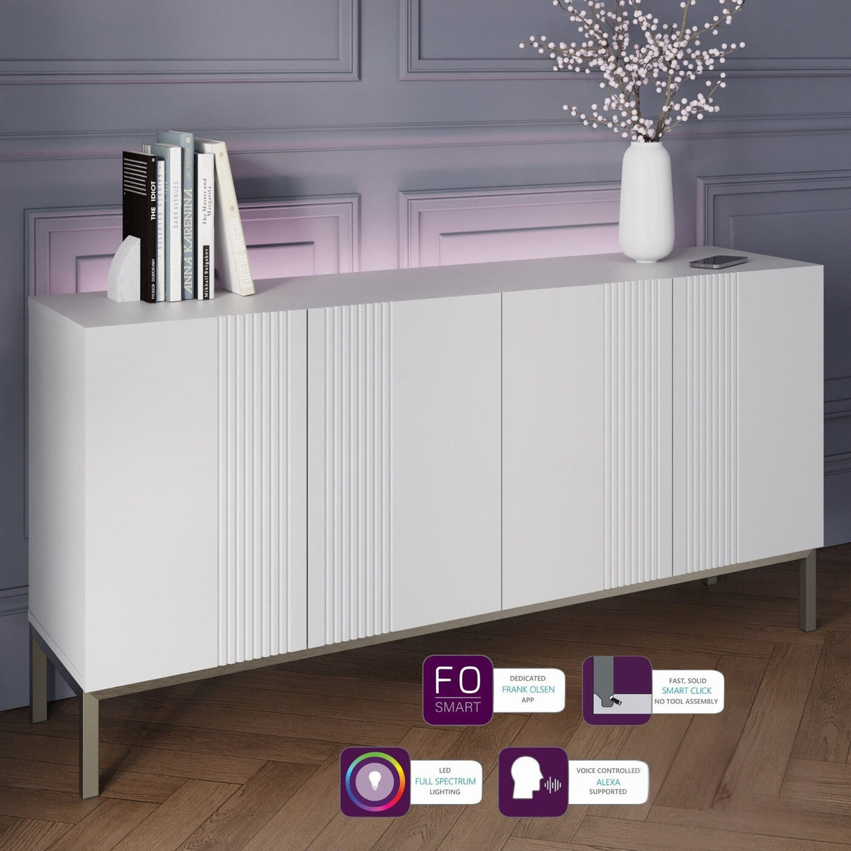 Frank Olsen Iona White Sideboard with Mood Lighting