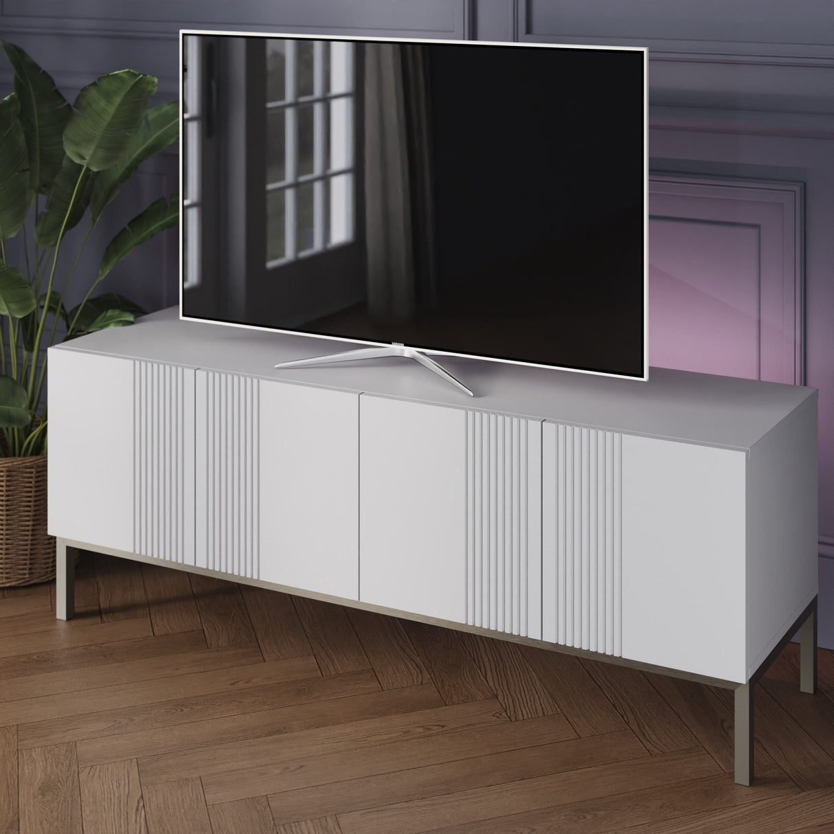 Frank Olsen Iona White TV Cabinet with Mood Lighting for TV's up to 70"