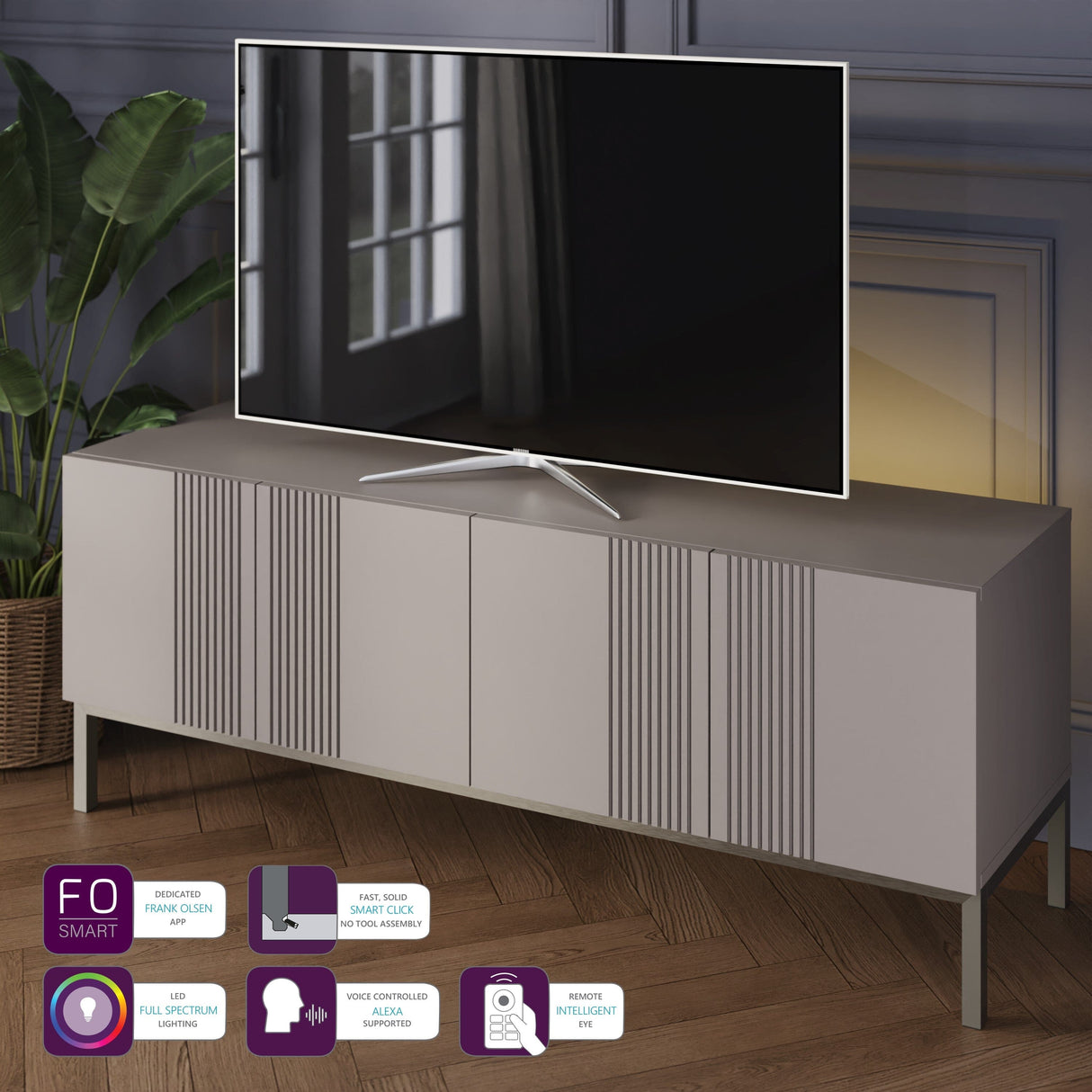 Frank Olsen Iona Grey TV Cabinet with Mood Lighting for TV's up to 70"