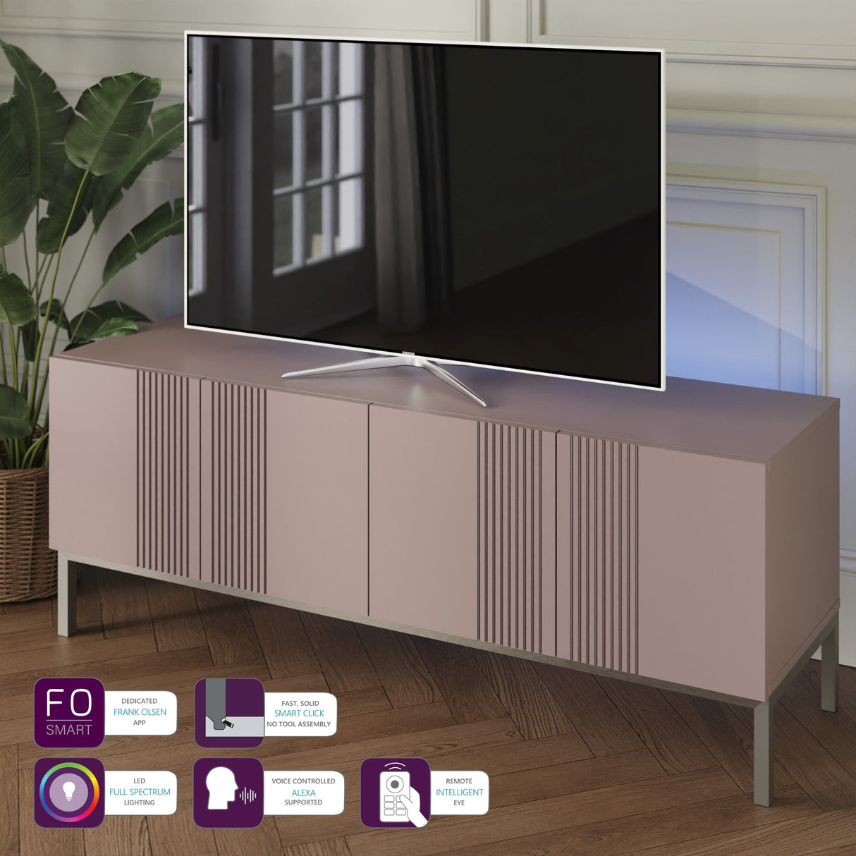 Frank Olsen Iona Mulberry TV Cabinet with Mood Lighting for TV's up to 70"