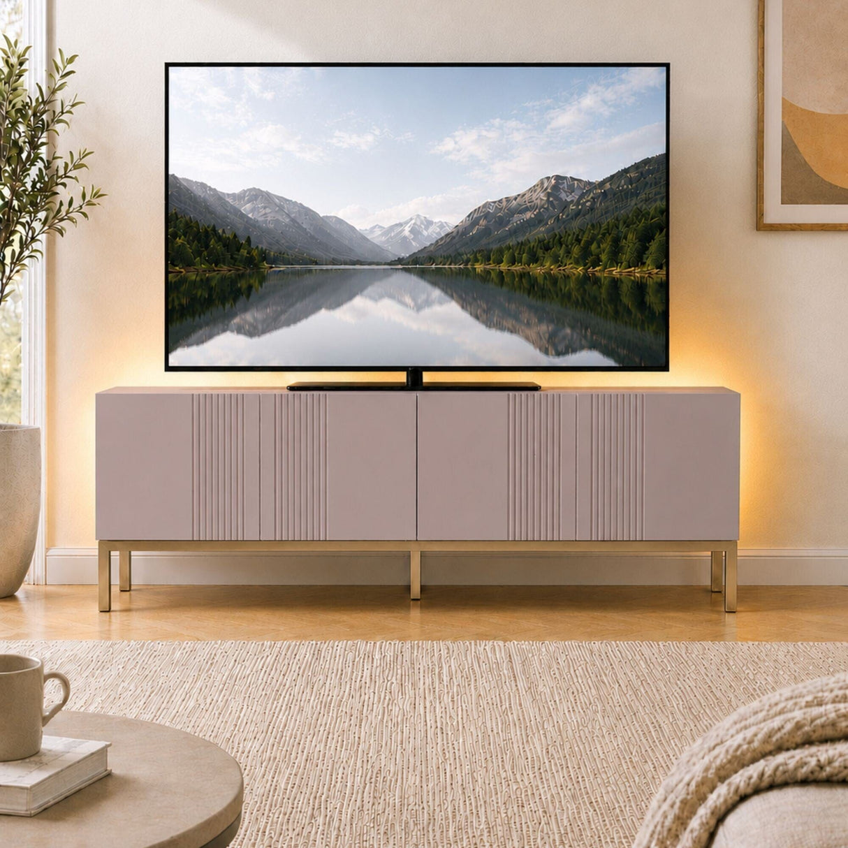 Frank Olsen Iona Mulberry TV Cabinet with Mood Lighting for TV's up to 70"