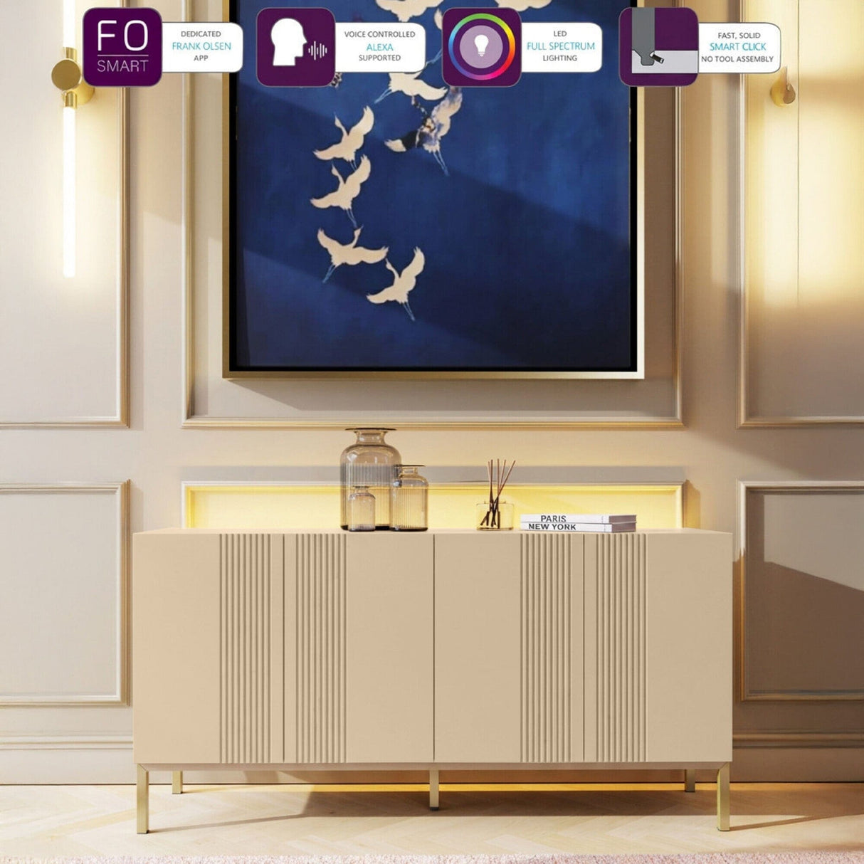 Frank Olsen Iona Natural Stone Sideboard with Mood Lighting