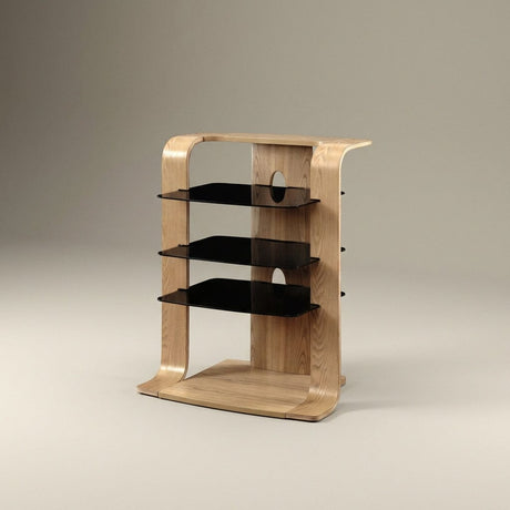 Jual Florence Curved Oak Hifi Rack with Black Glass (JF204 OB)