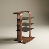 Jual Florence Curved Walnut Hifi Rack with Black Glass (JF204 WB)