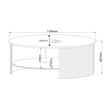 Jual Roma Walnut Fluted Curved Coffee Table