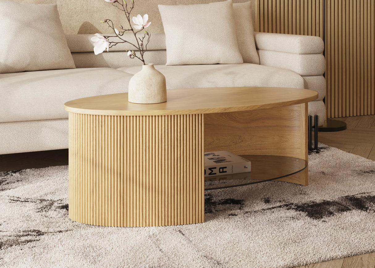 Jual Roma Oak Fluted Coffee Table