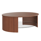 Jual Roma Walnut Fluted Curved Coffee Table