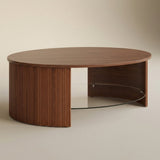 Jual Roma Walnut Fluted Curved Coffee Table