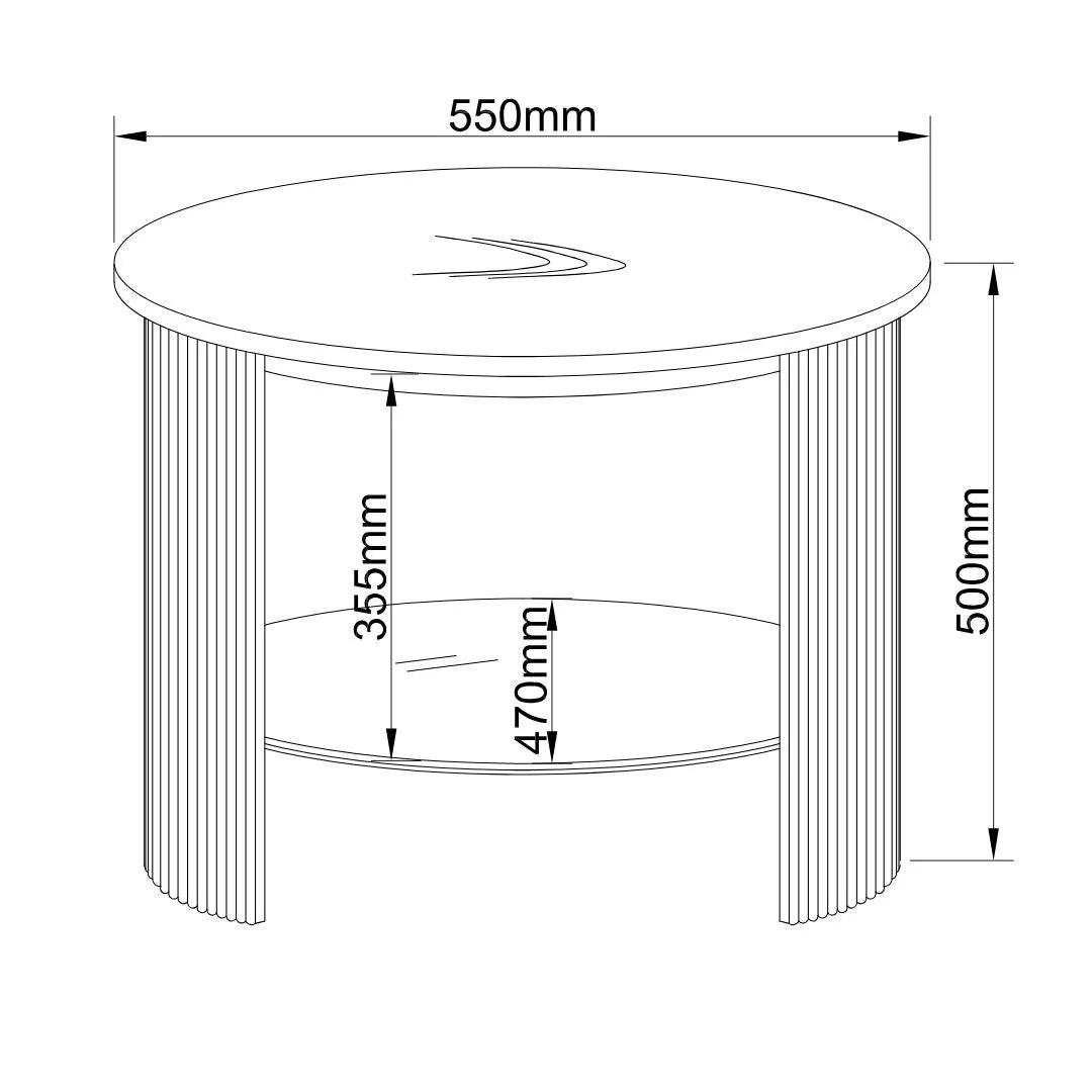 Jual Roma Walnut Fluted Curved Side Table
